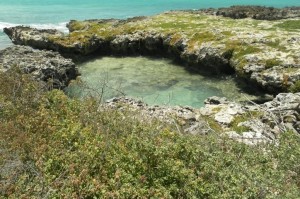 rocky pool on flat island